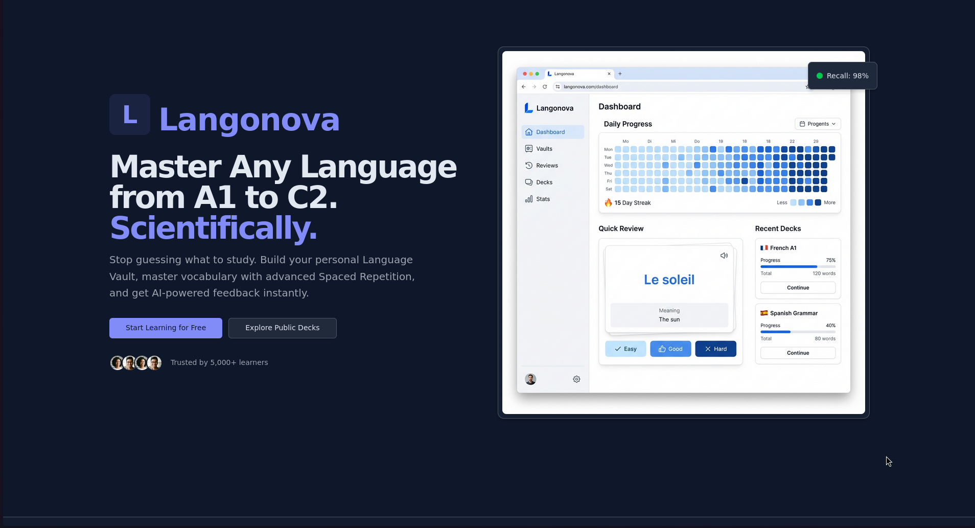 Langonova - Main product screenshot demonstrating key features and user interface
