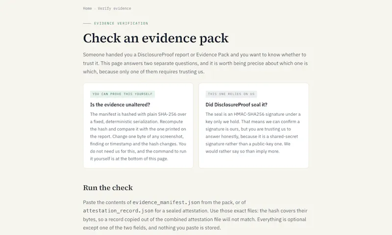 DisclosureProof screenshot 3