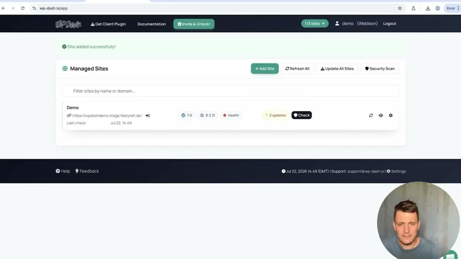 WP Dash screenshot 1 (video preview)