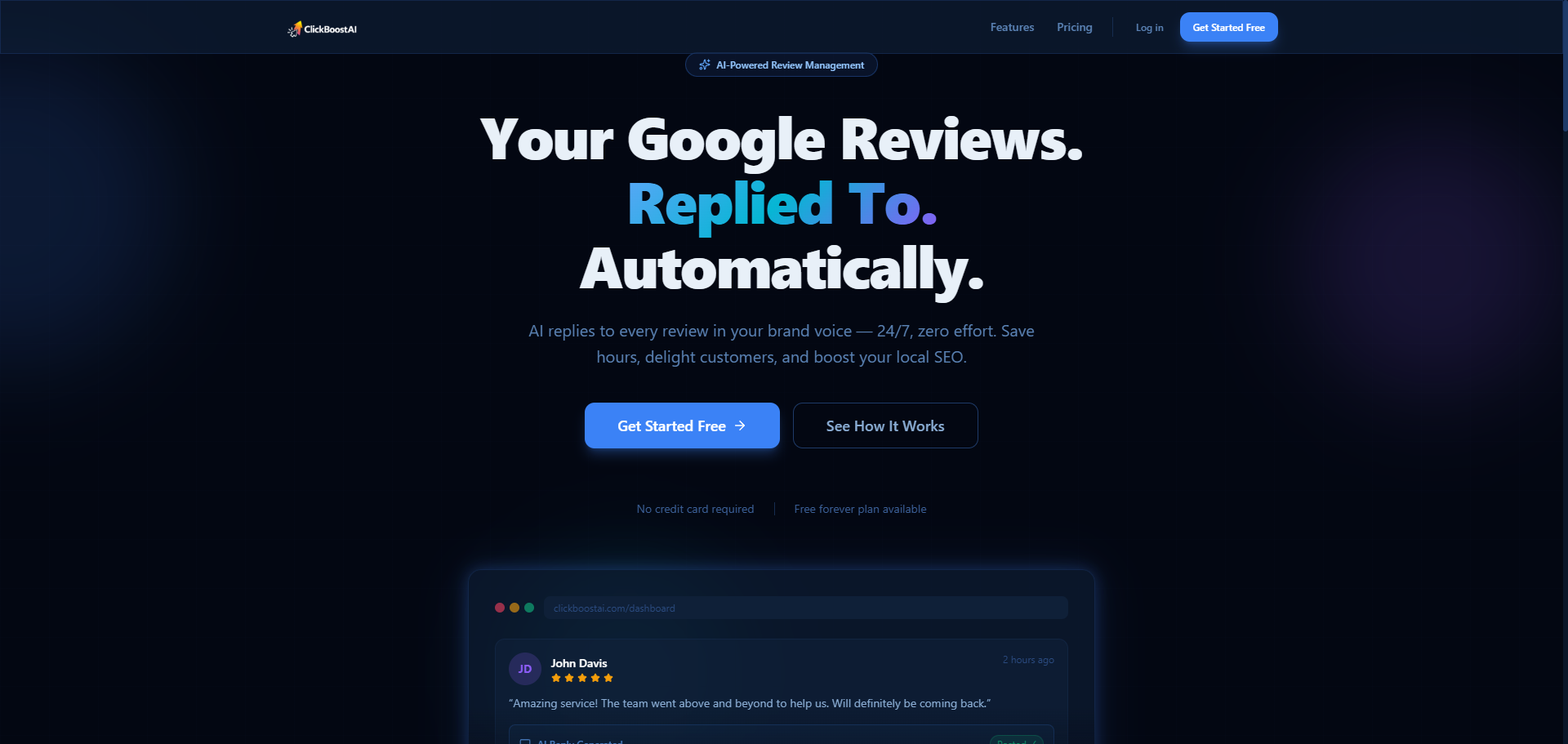 ReplyAI by ClickBoostAI - Screenshot 2 showing product features and functionality