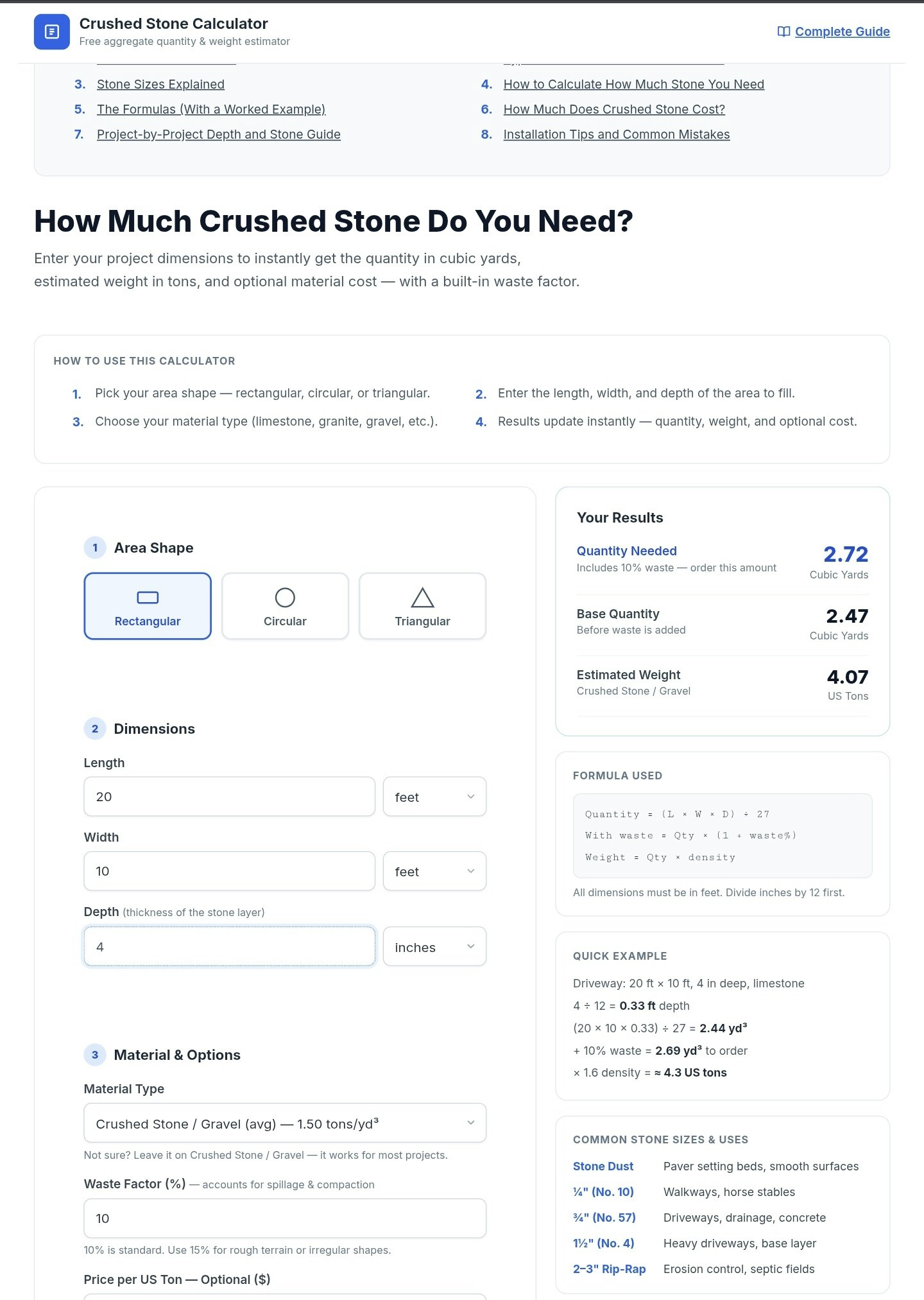 Crushed Stone Calculator gallery image