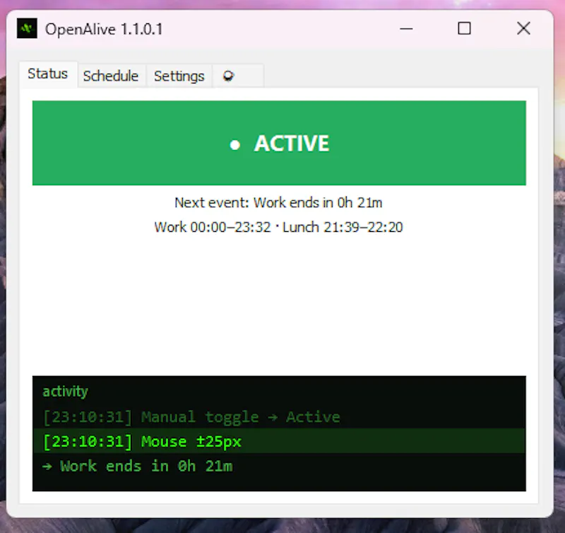 OpenAlive — Keep your PC active screenshot 4