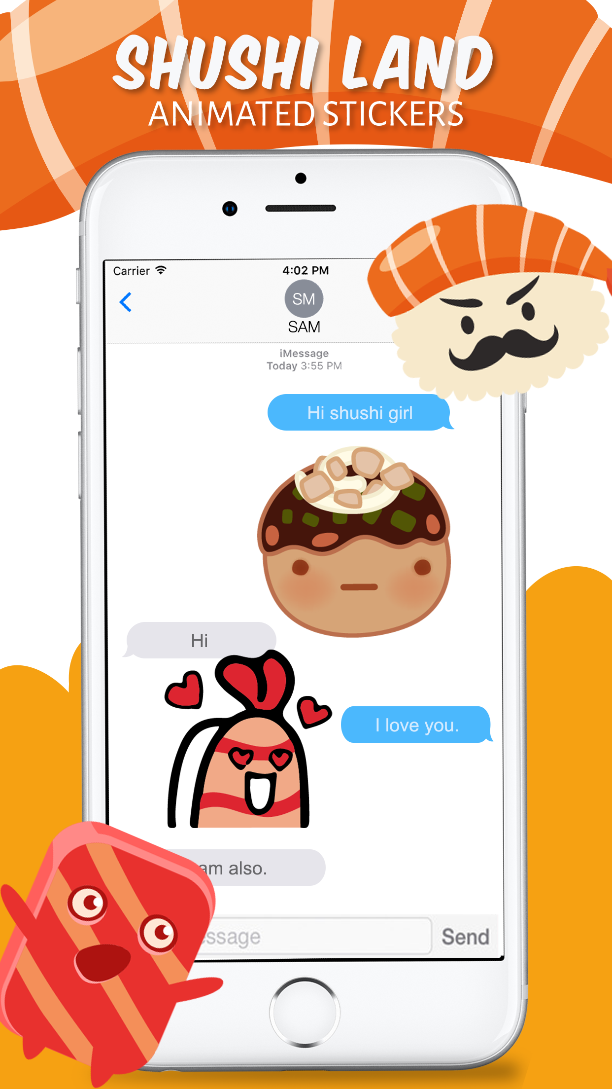 Animated Sushi Love Emojis iMessage gallery image