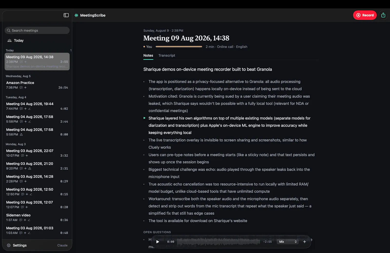 MeetingScribe screenshot 3