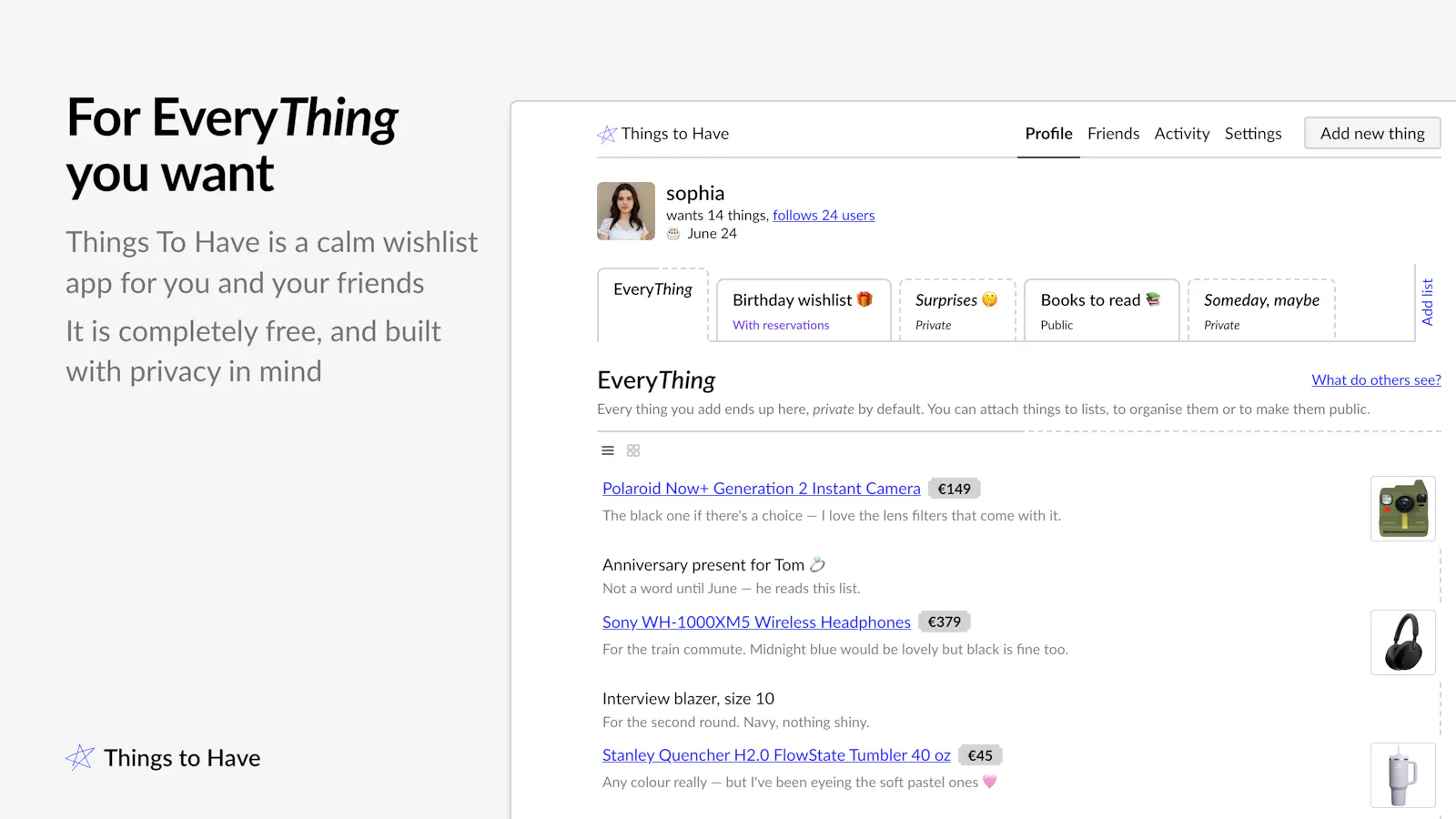Things To Have screenshot 1