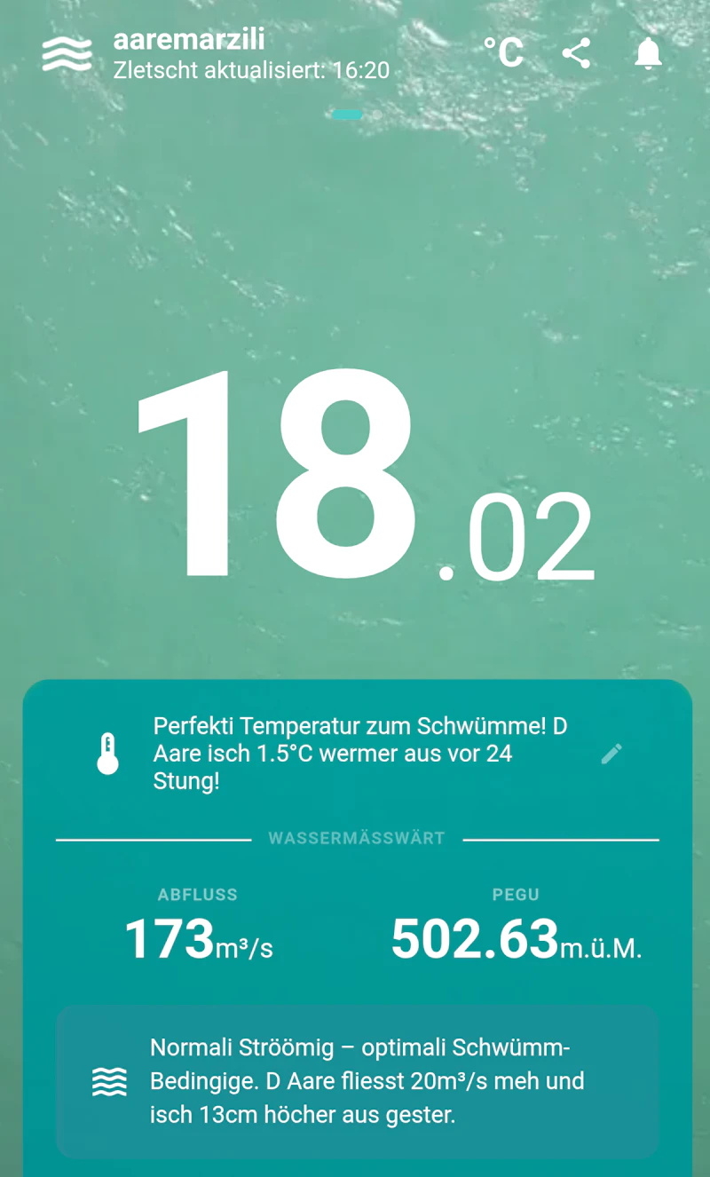 aaremarzili - Aare Temperature in Bern screenshot 1