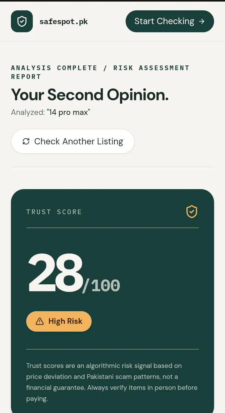 Marketplace Risk Detector — Safespot  gallery image