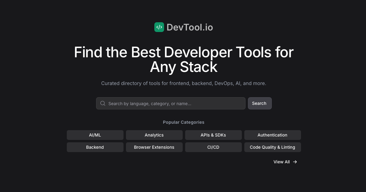 وسائط DevTool.io - ابحث عن أفضل أدوات المطورين لأي مكدس 1