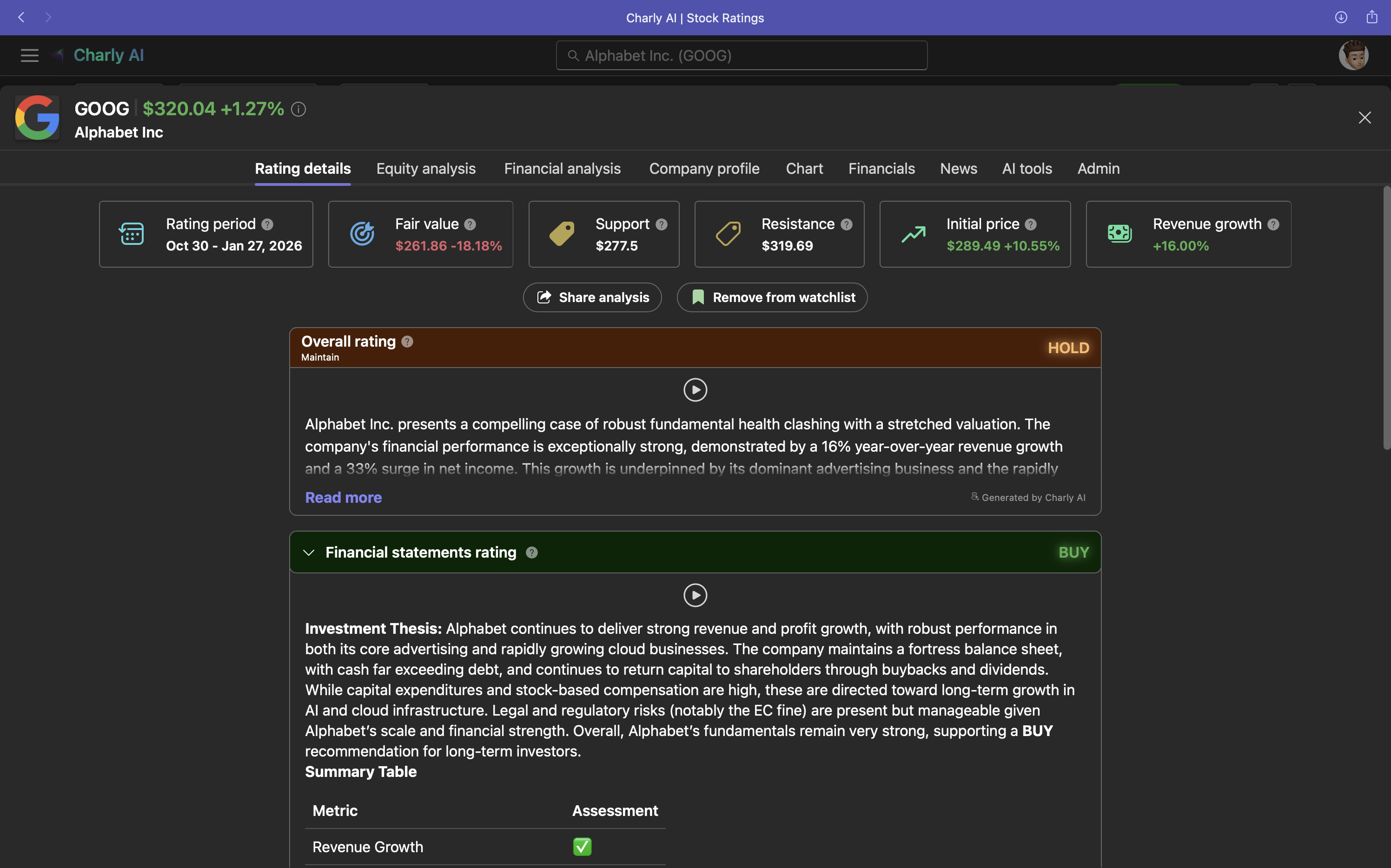 Charly AI – Stock Research Assistant - Screenshot 3 showing product features and functionality