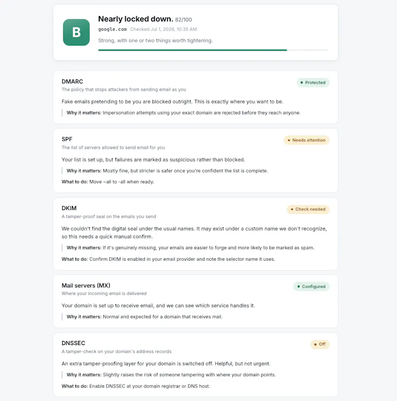 Email Posture screenshot 2