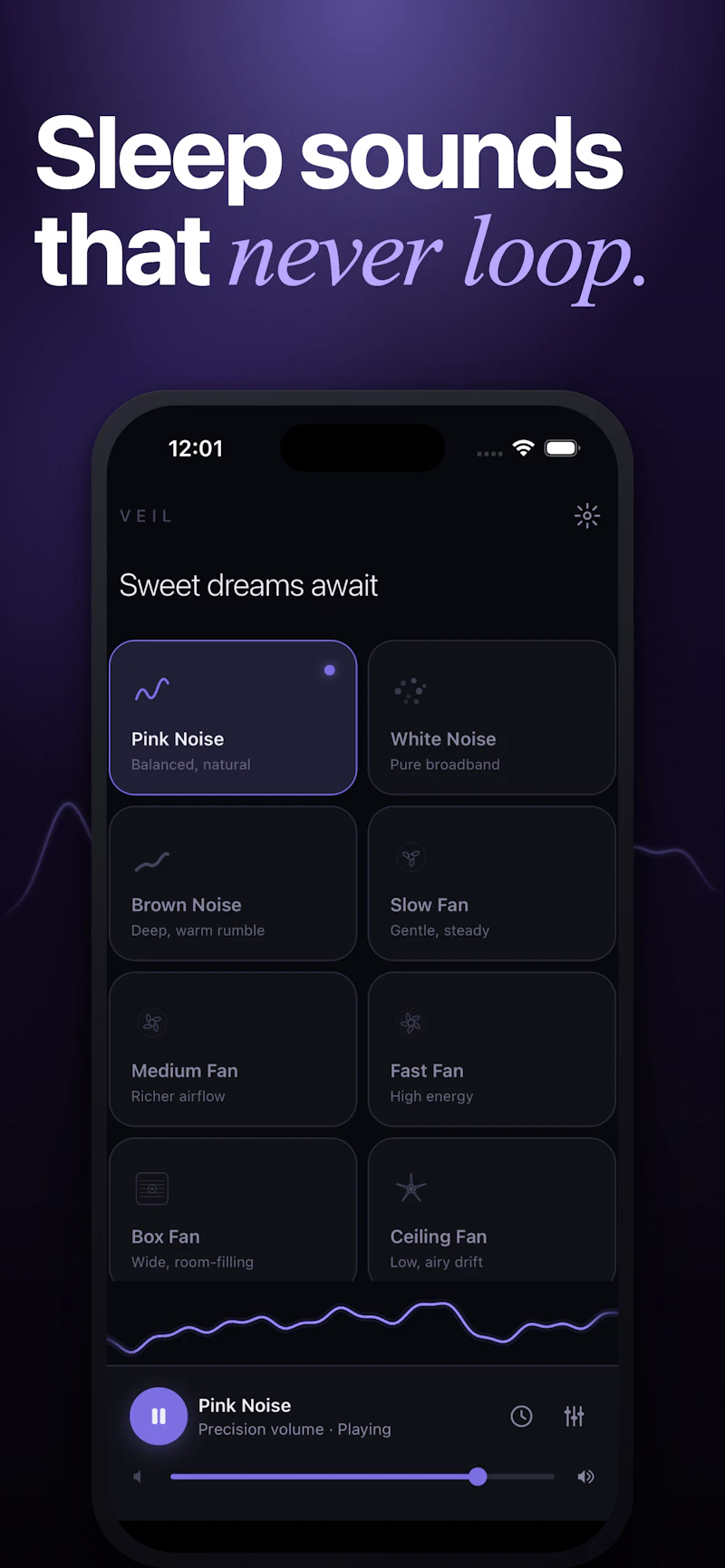 Veil: White Noise & Sleep Sounds screenshot 1