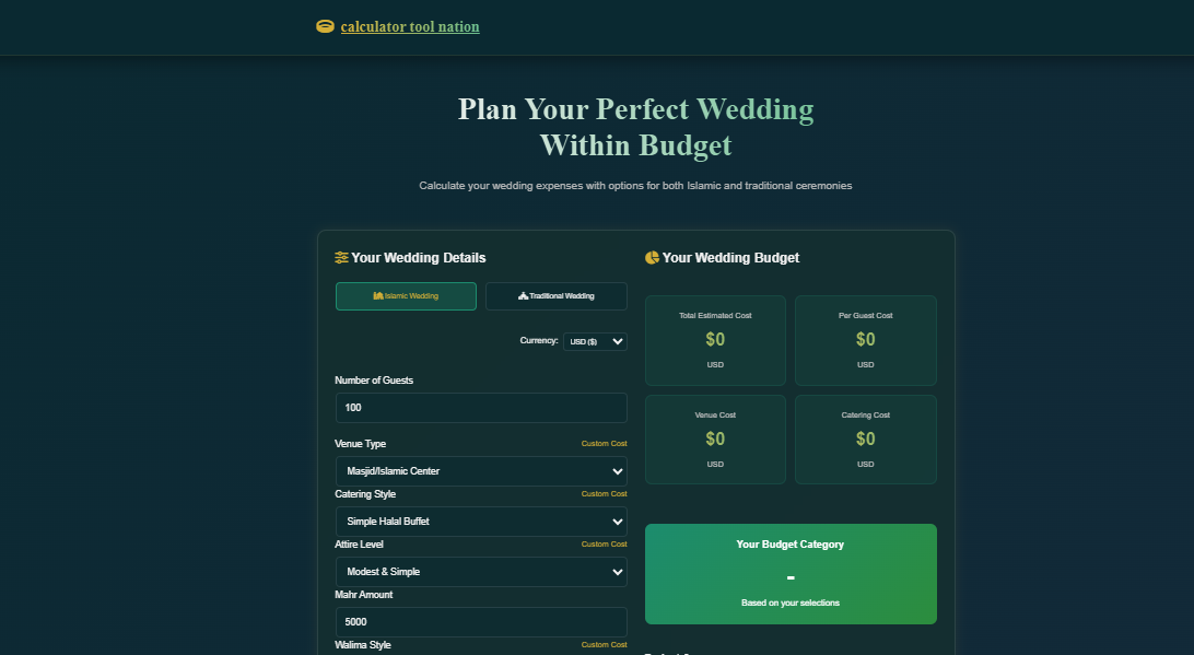 Wedding Budget Planner - Main product screenshot demonstrating key features and user interface