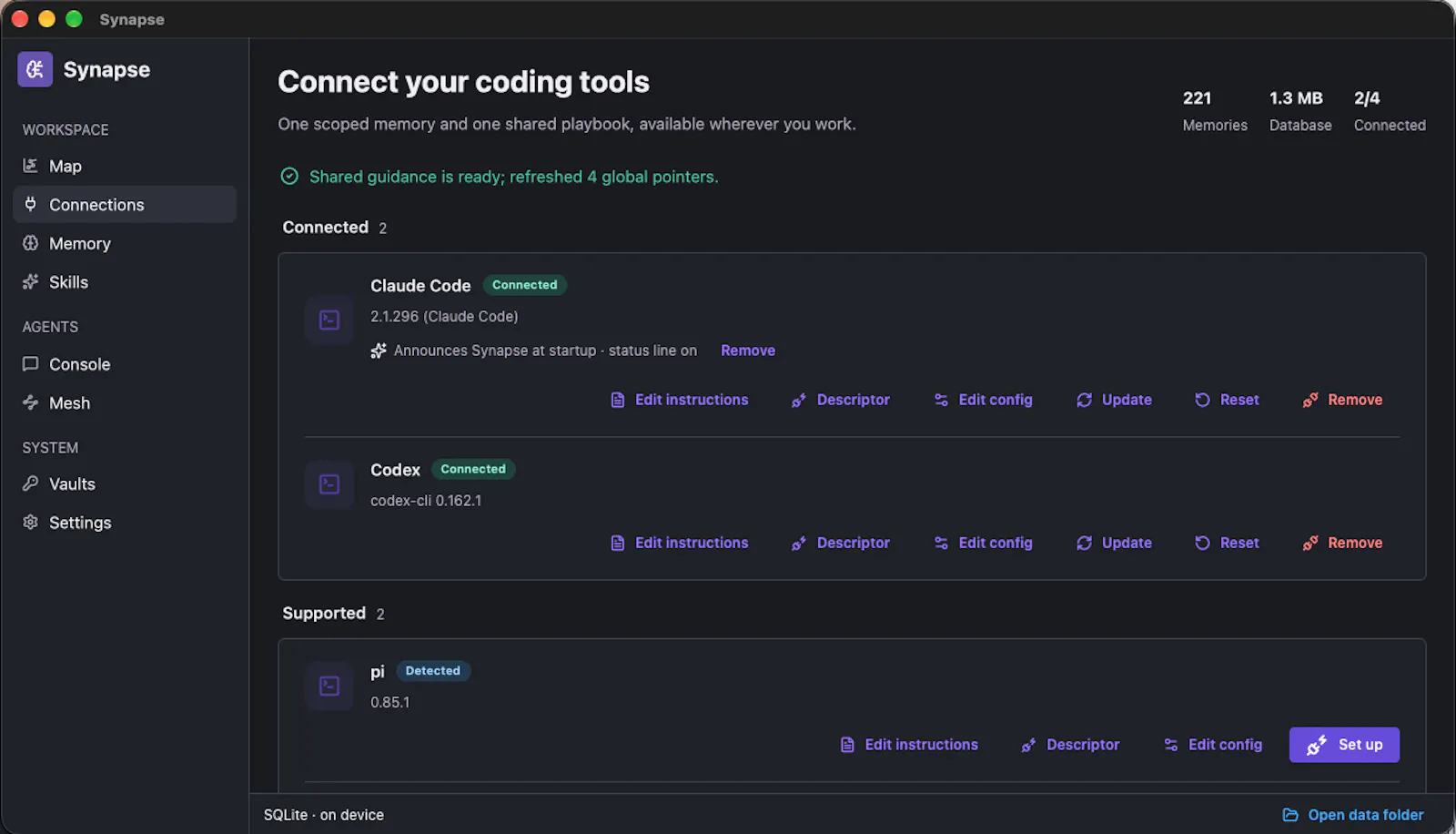 Synapse: shared memory for coding agents screenshot 7