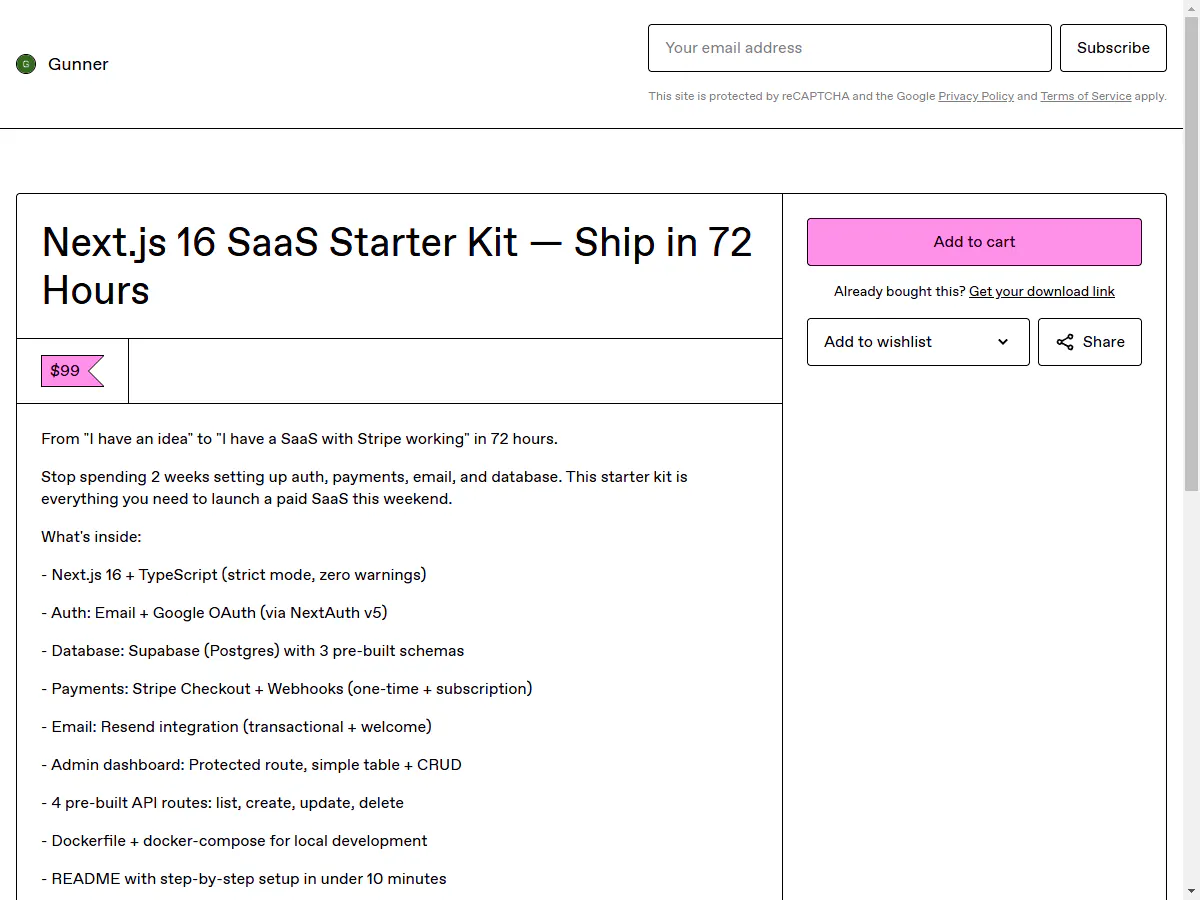 Next.js 16 SaaS Starter Kit gallery image