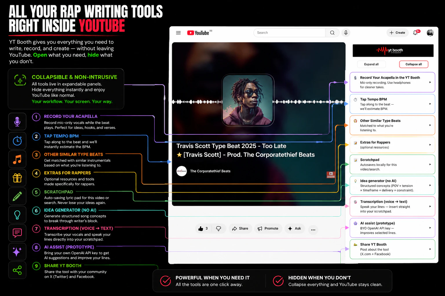 YT Booth - Free Rap Lyricist Assistant 截图 1