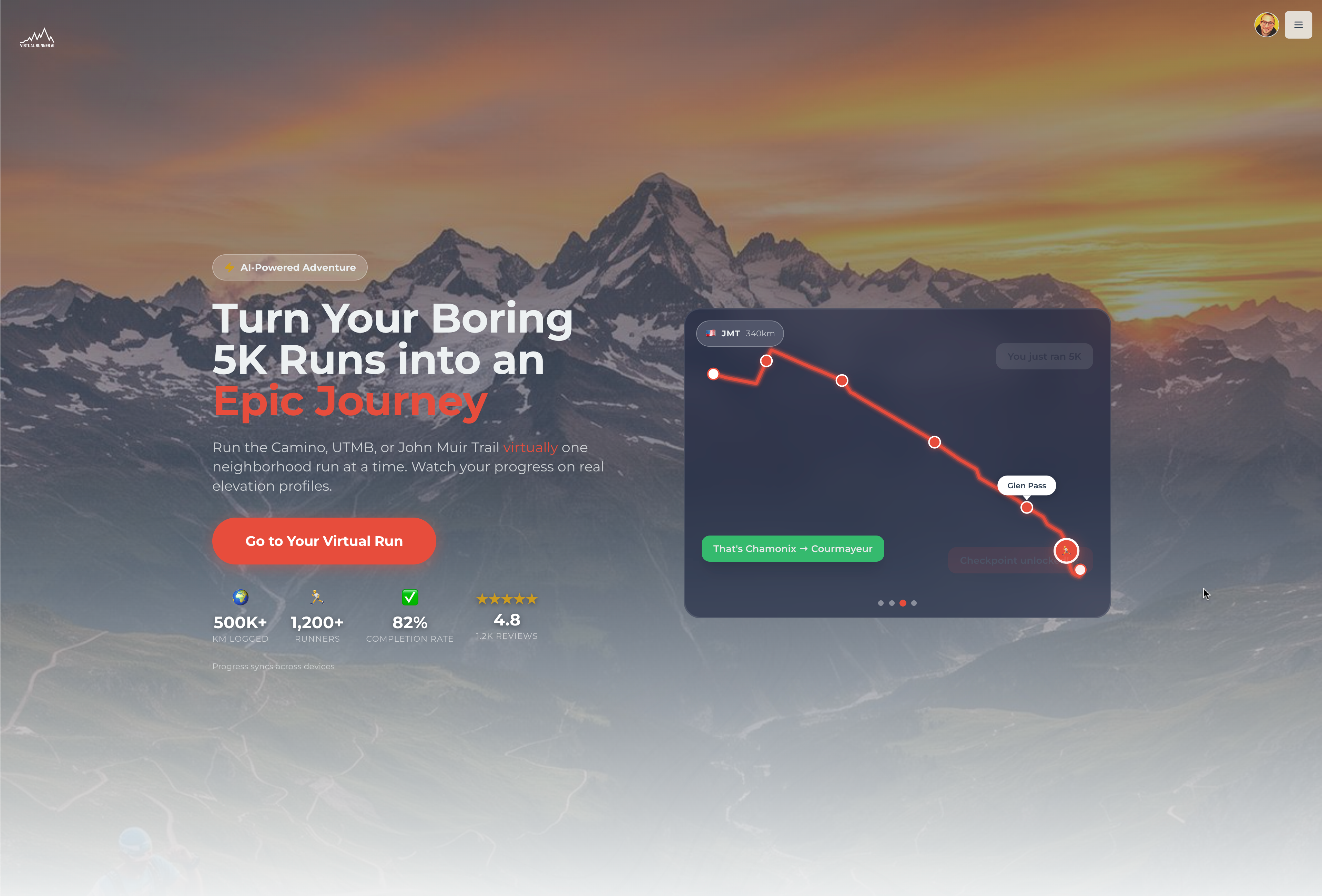Virtual runner AI  - Screenshot 2 showing product features and functionality