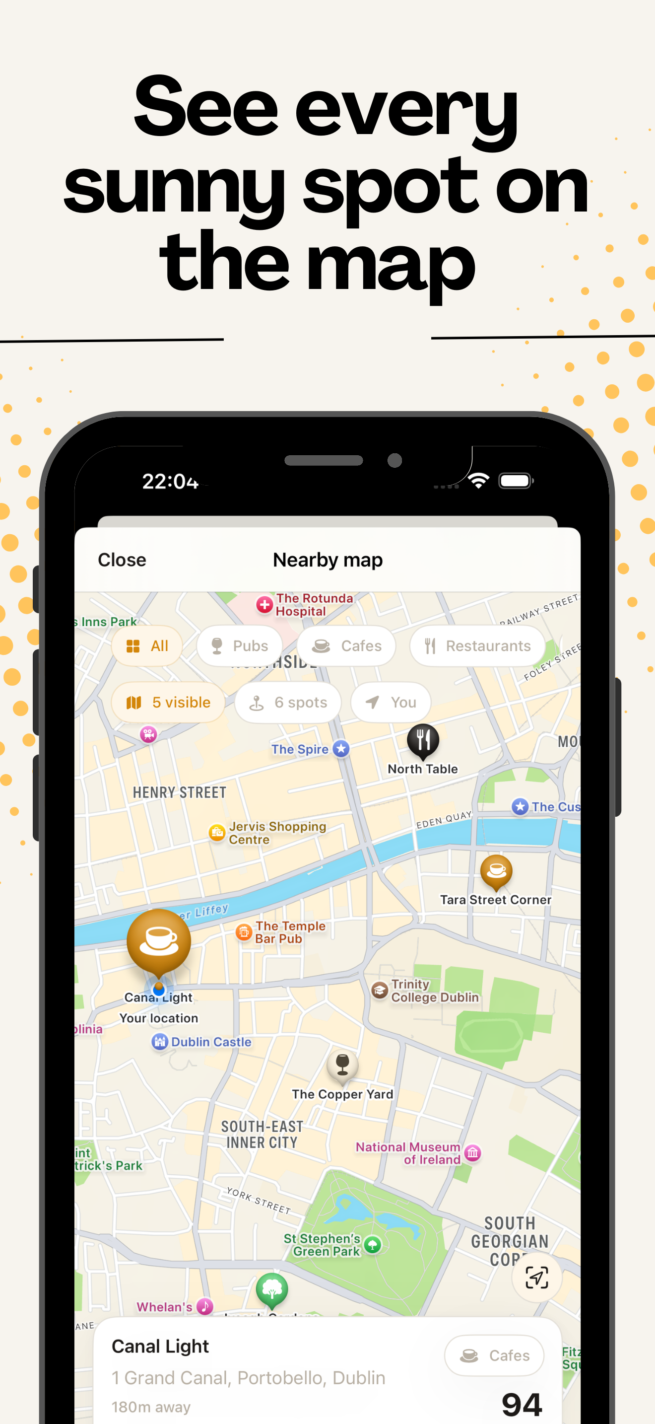 Find sunny spots in real time ☀️ gallery image