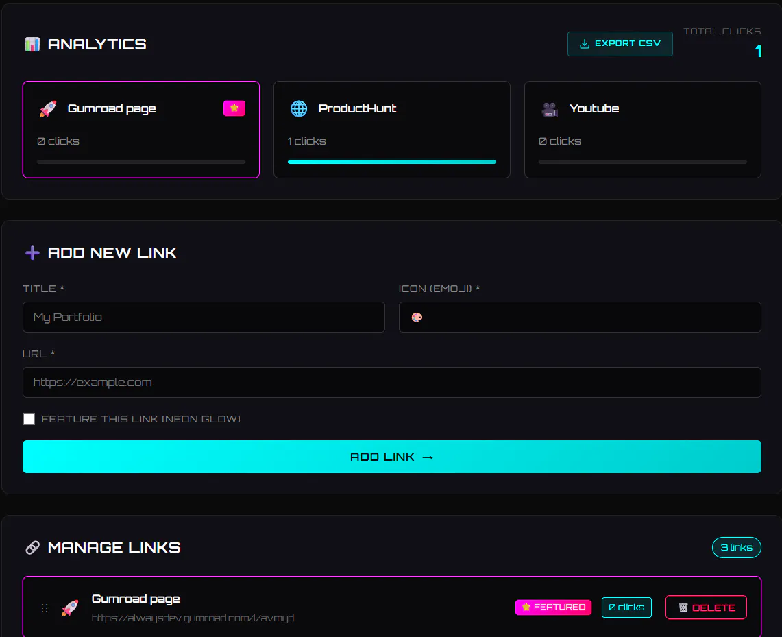Self-hosted Linktree alternative. gallery image