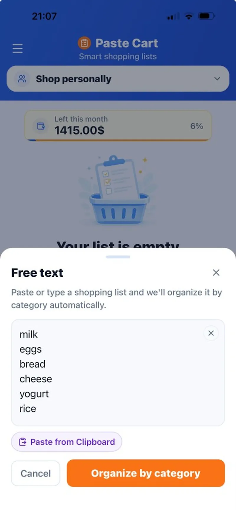 PasteCart screenshot 2