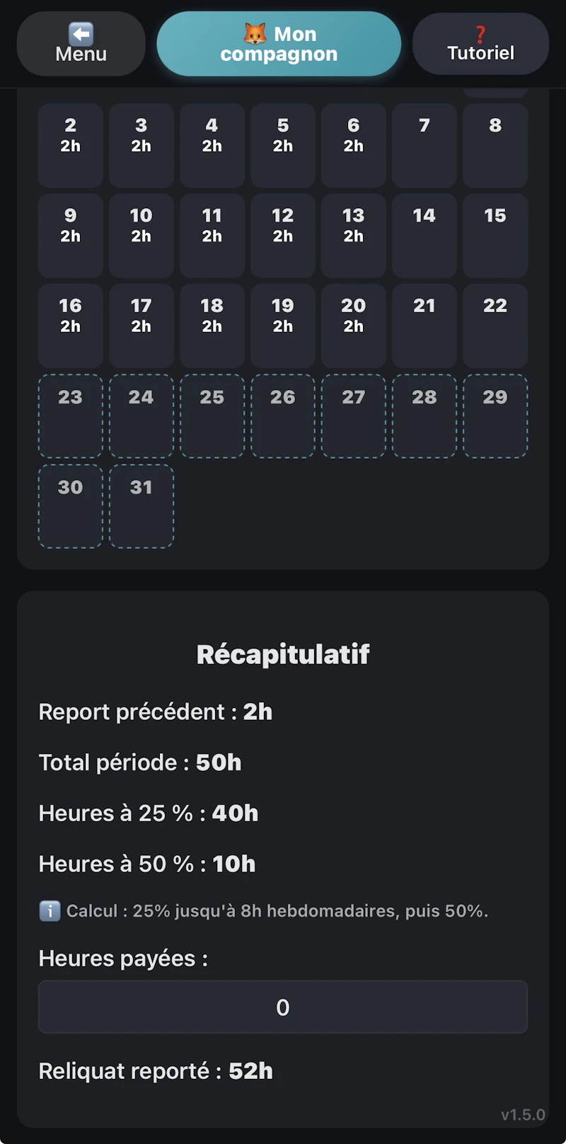 simulateur heures sup France screenshot 3