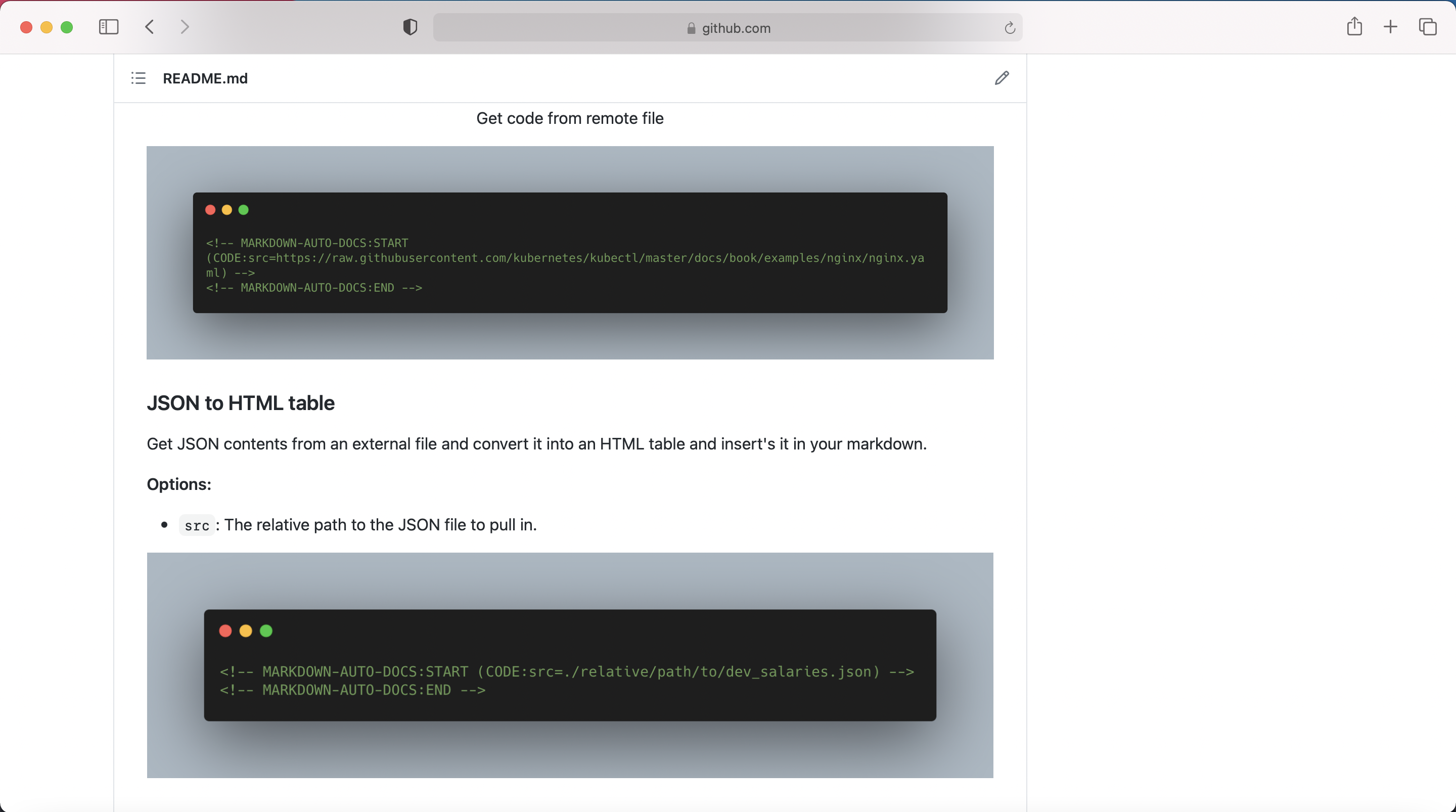 Github Markdown automation gallery image