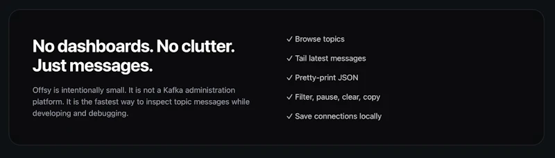Offsy — Fast Kafka tailing for devs screenshot 3