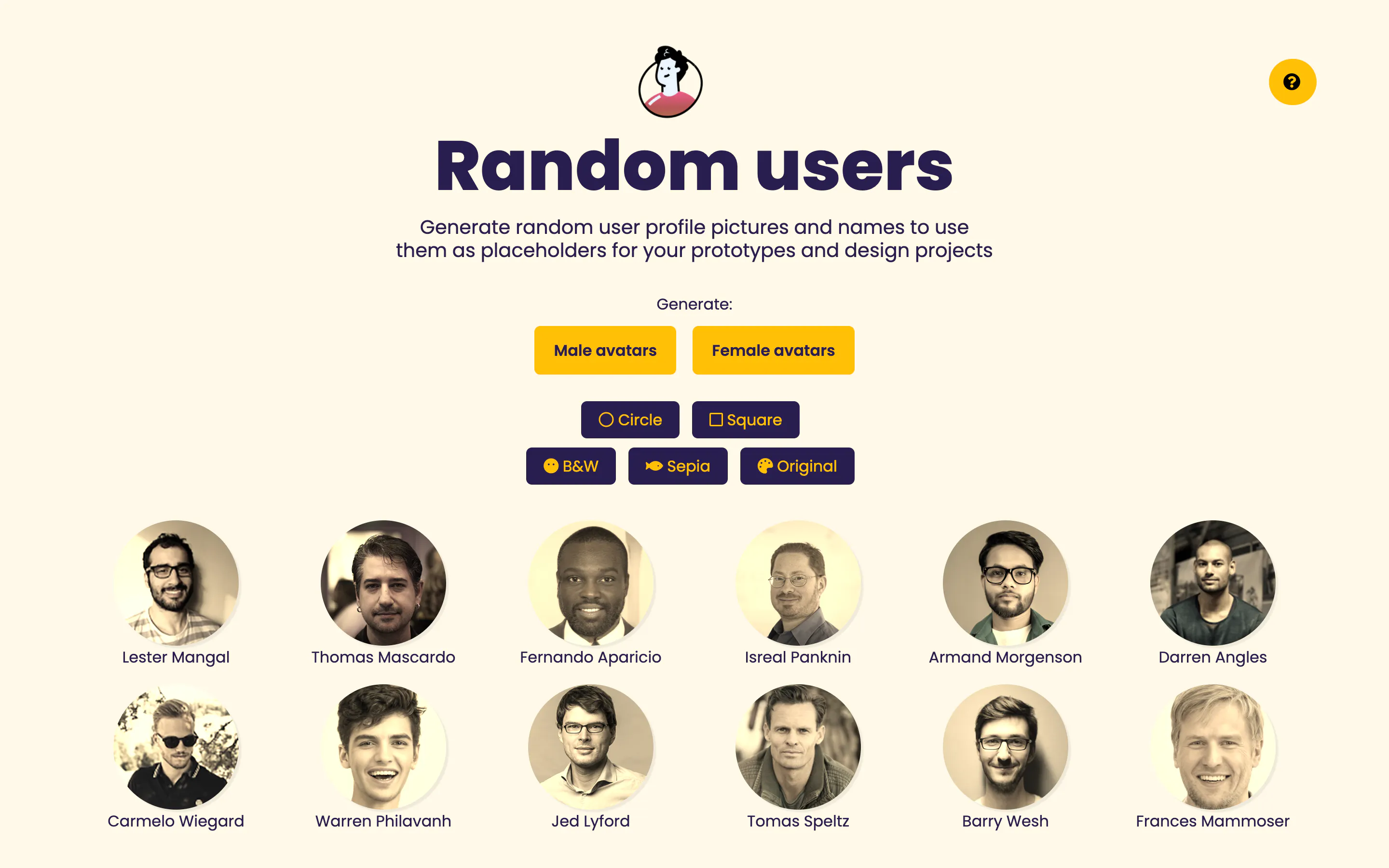 random-users – 通过单击生成随机用户个人资料图片和名称 – 搞英语 → 看世界