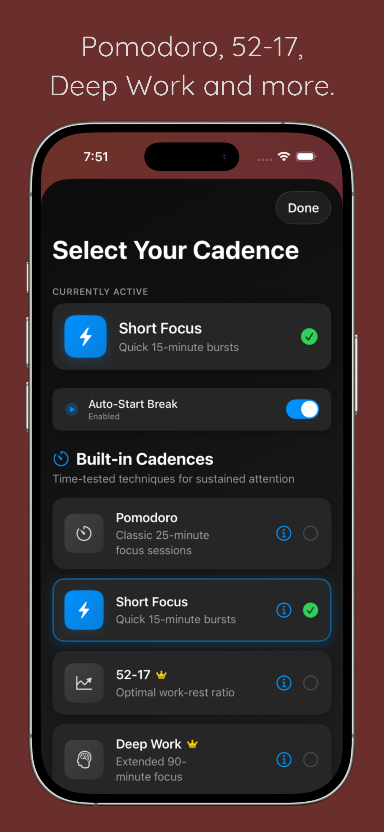 Cadence — Focus Timers - Screenshot 3 preview