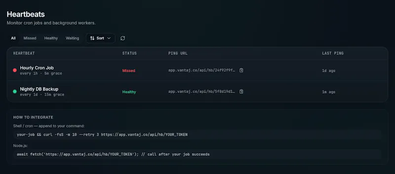 Vantaj Uptime New Features (MCP & more) screenshot 5