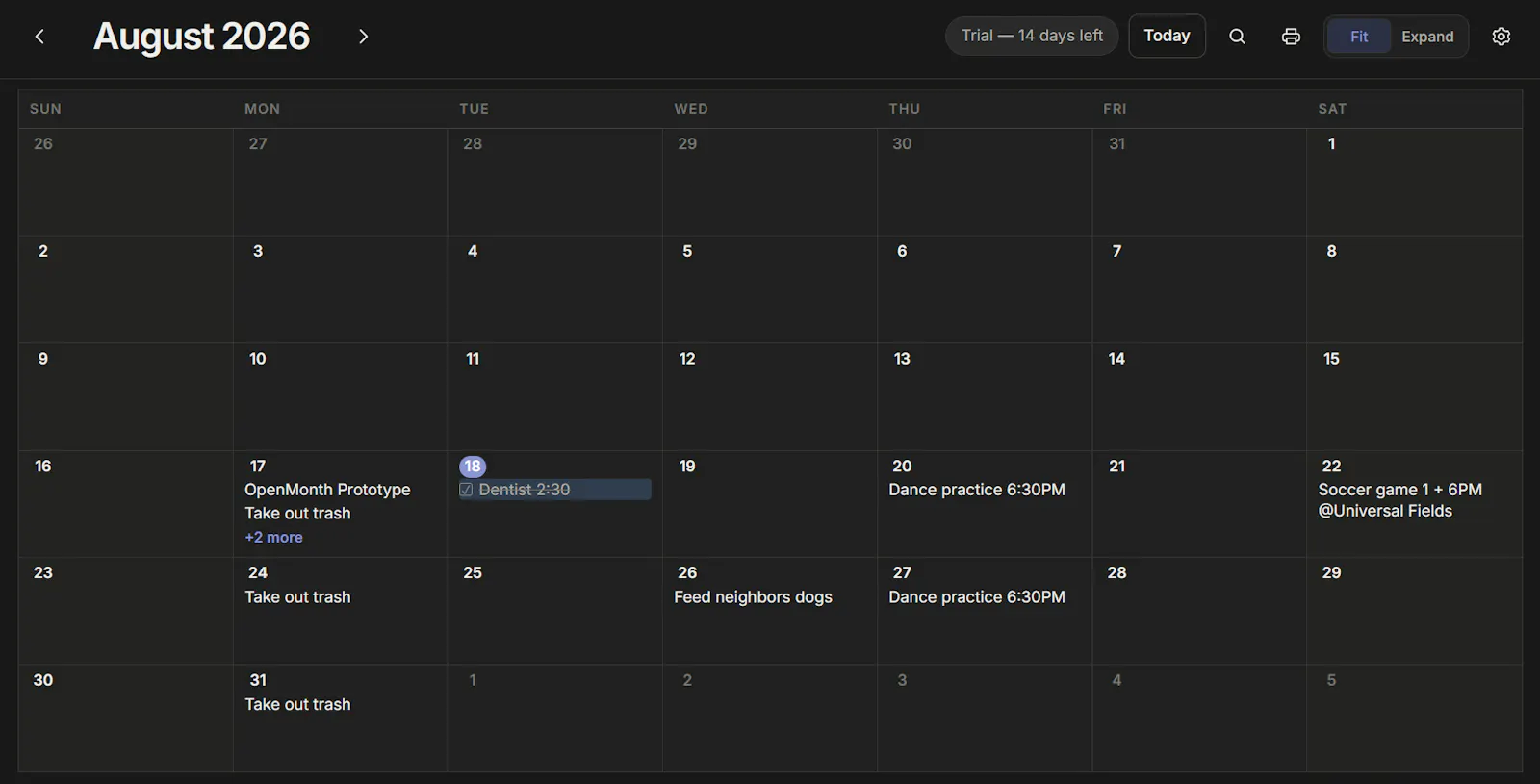 OpenMonth screenshot 1
