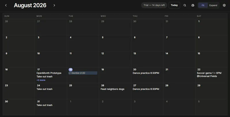 OpenMonth screenshot 1