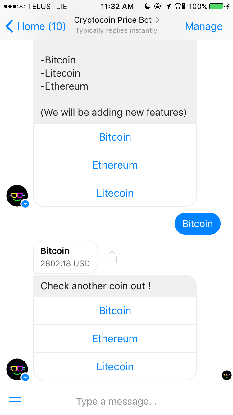 Cryptocoin Price Bot gallery image