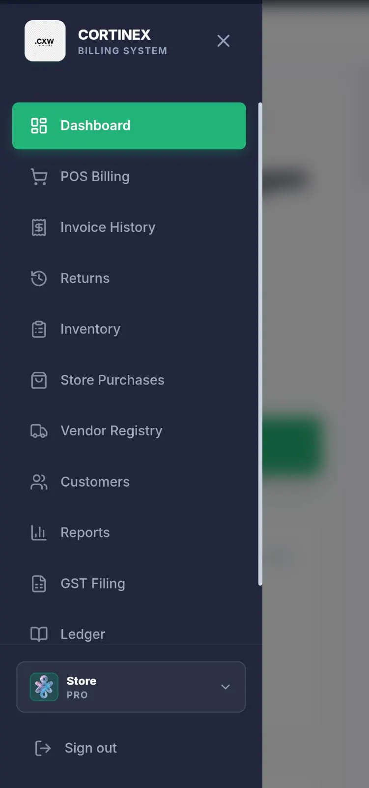 Cortinex Billing System gallery image