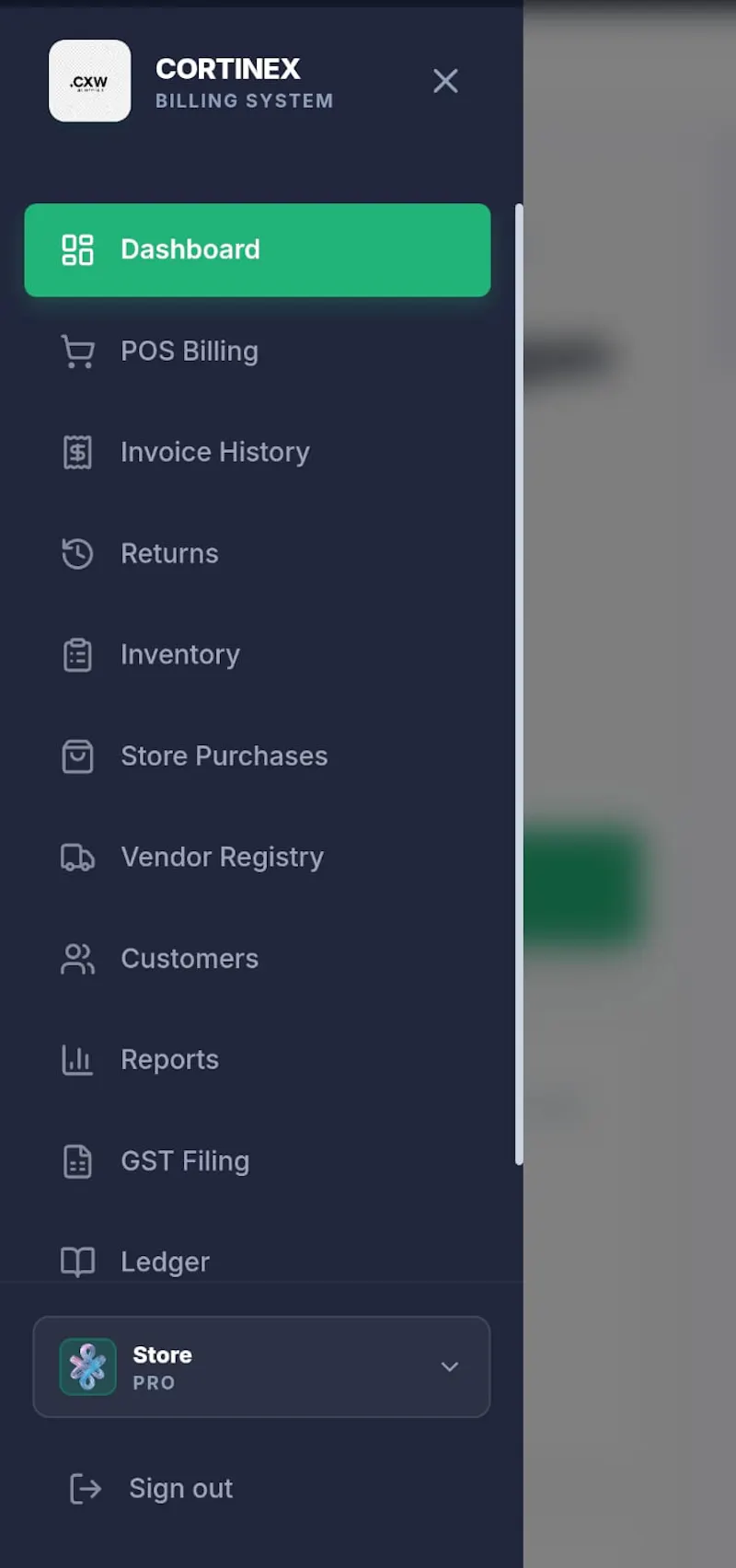 Cortinex Billing System screenshot 1