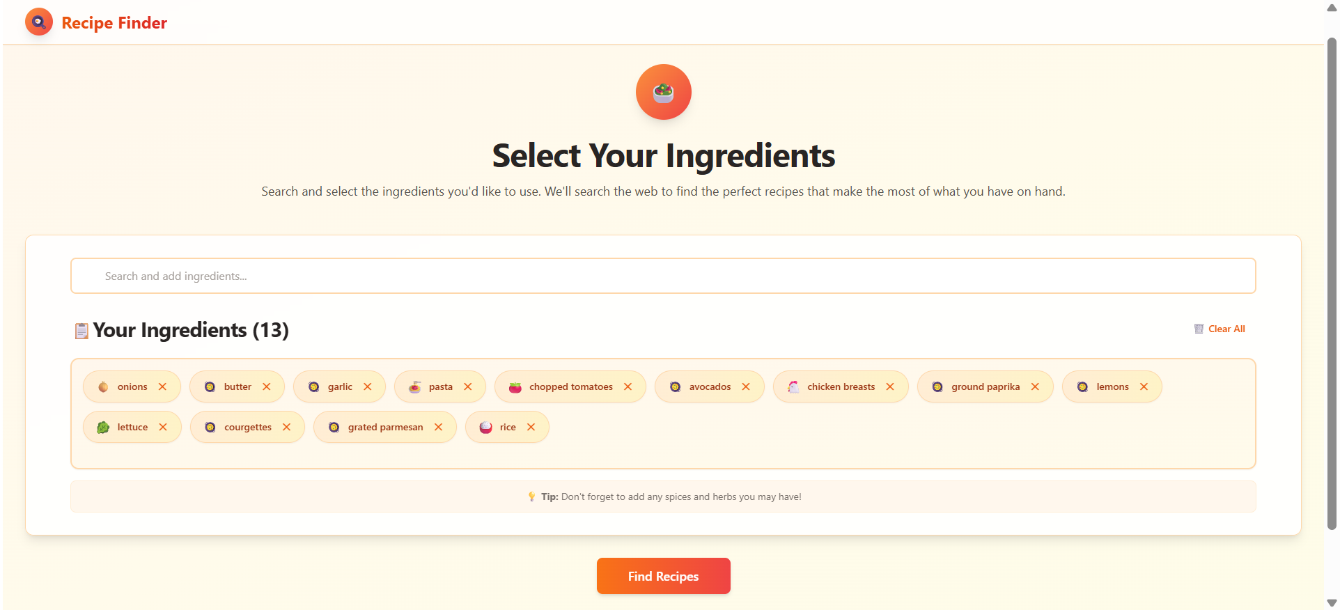 Recipe Finder Demo gallery image