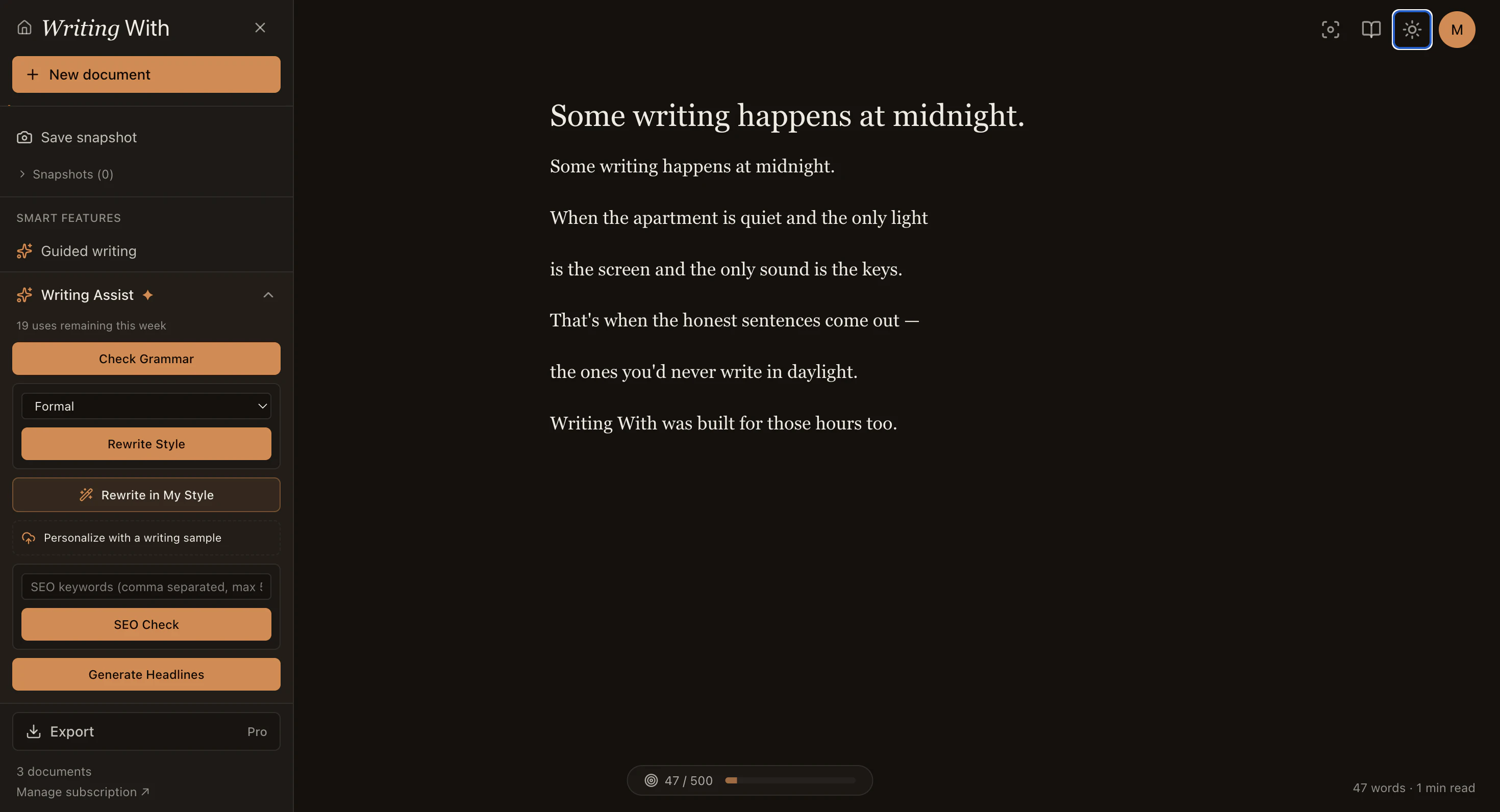 Writing With - Just you and a blank page screenshot 4