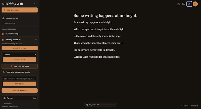 Writing With - Just you and a blank page screenshot 5