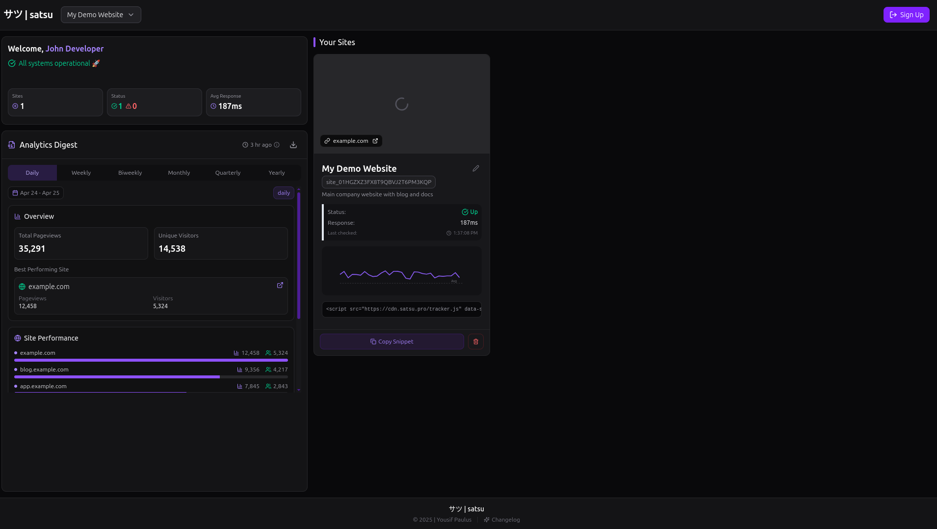 Satsu - Privacy-first web analytics for developers media 2