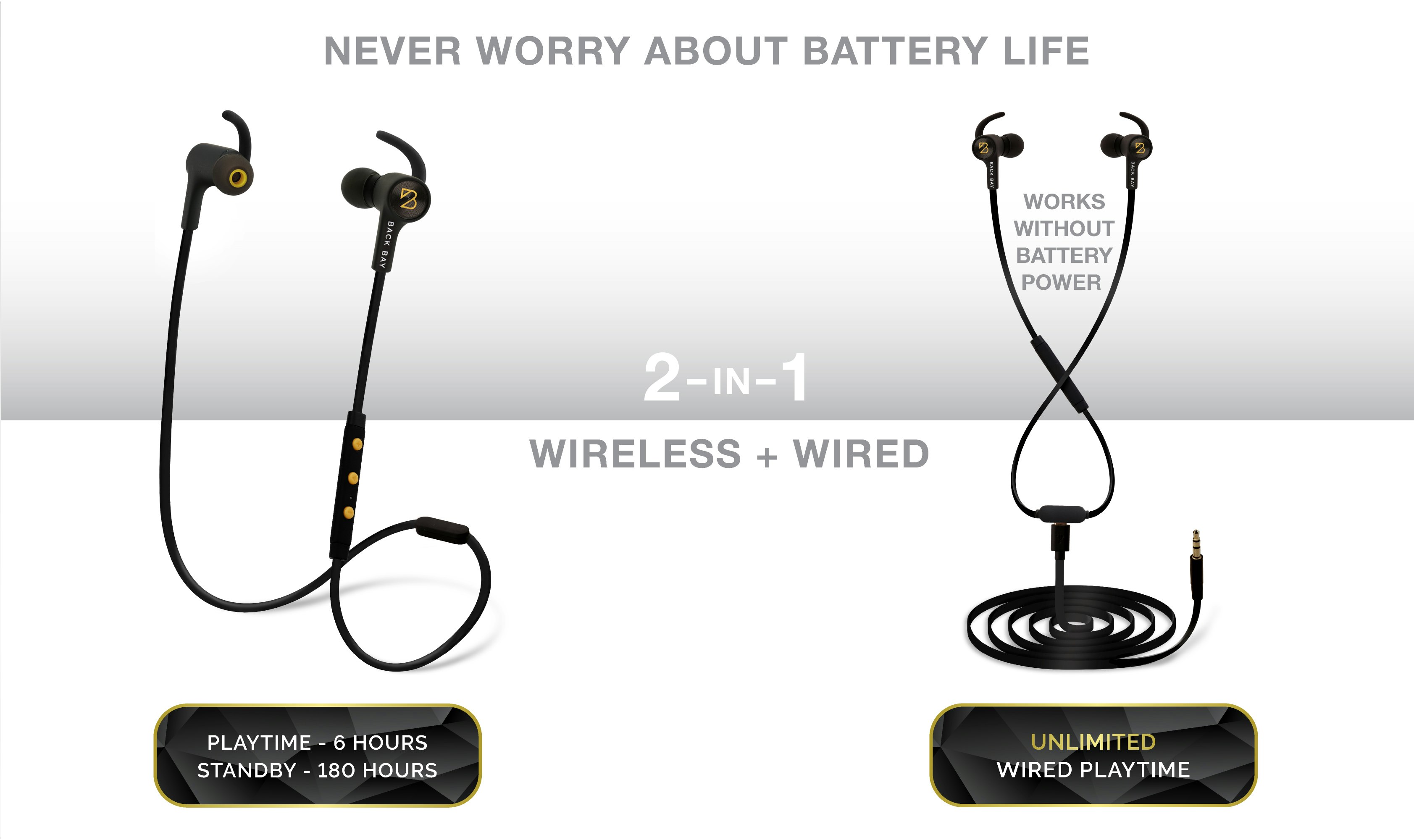 Back Bay Wireless+Wired Earbuds - Redesigned gallery image