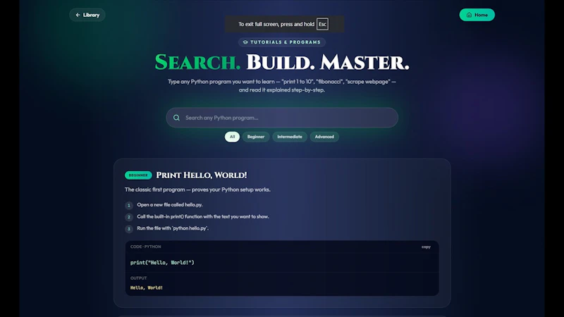 Pynexa — Master Python, Beautifully screenshot 1 (video preview)