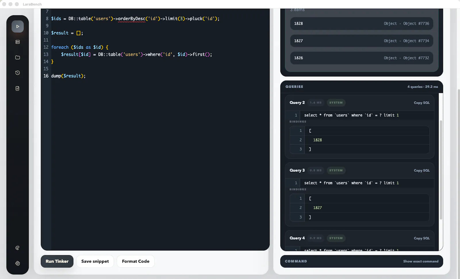 LaraBench screenshot 1