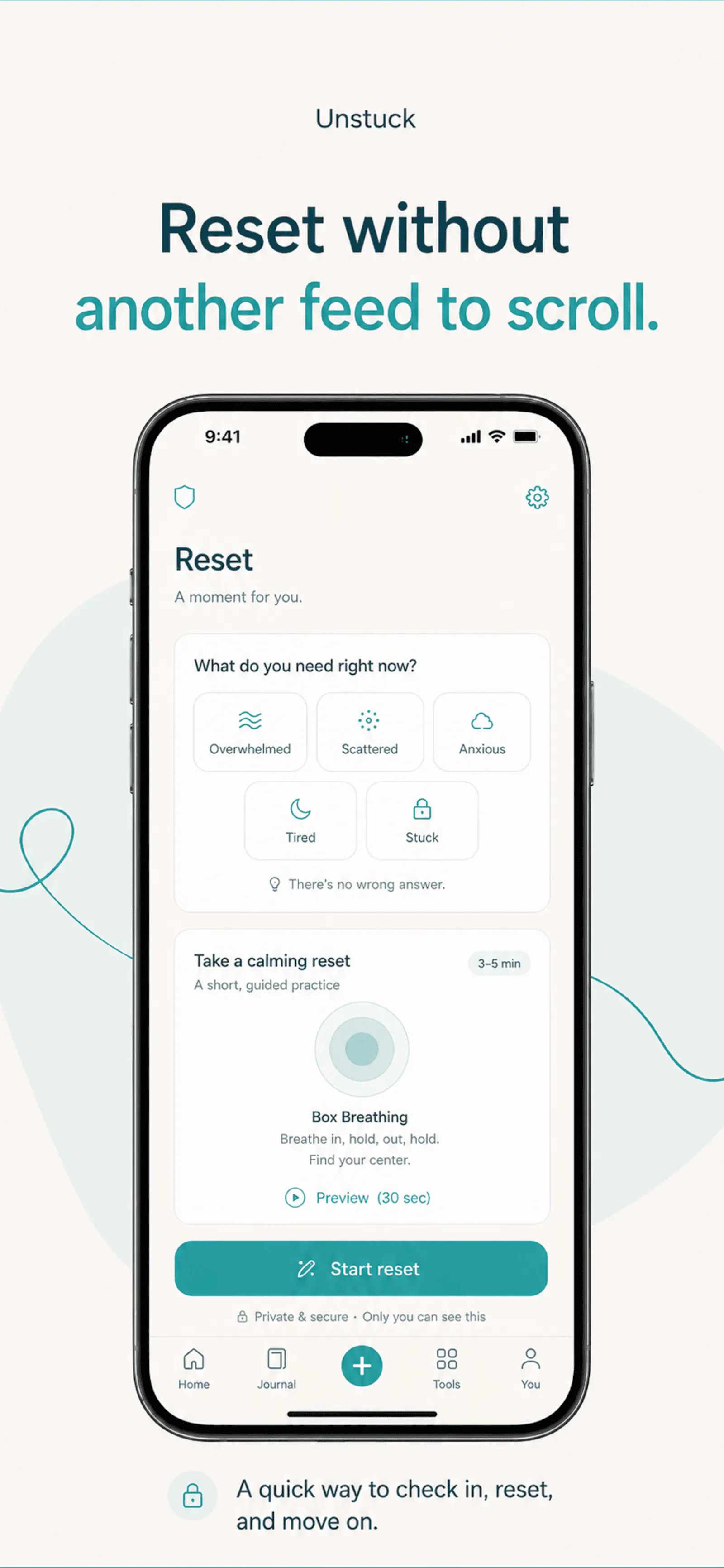 Unstuck: Private Mental Reset App screenshot 3