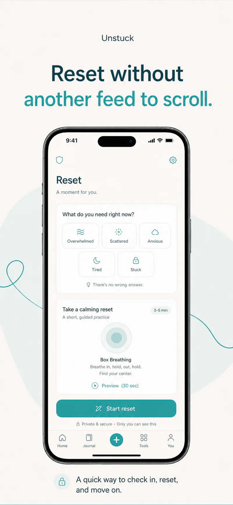 Unstuck: Private Mental Reset App screenshot 3