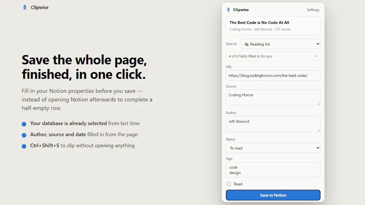 Clipwise product
