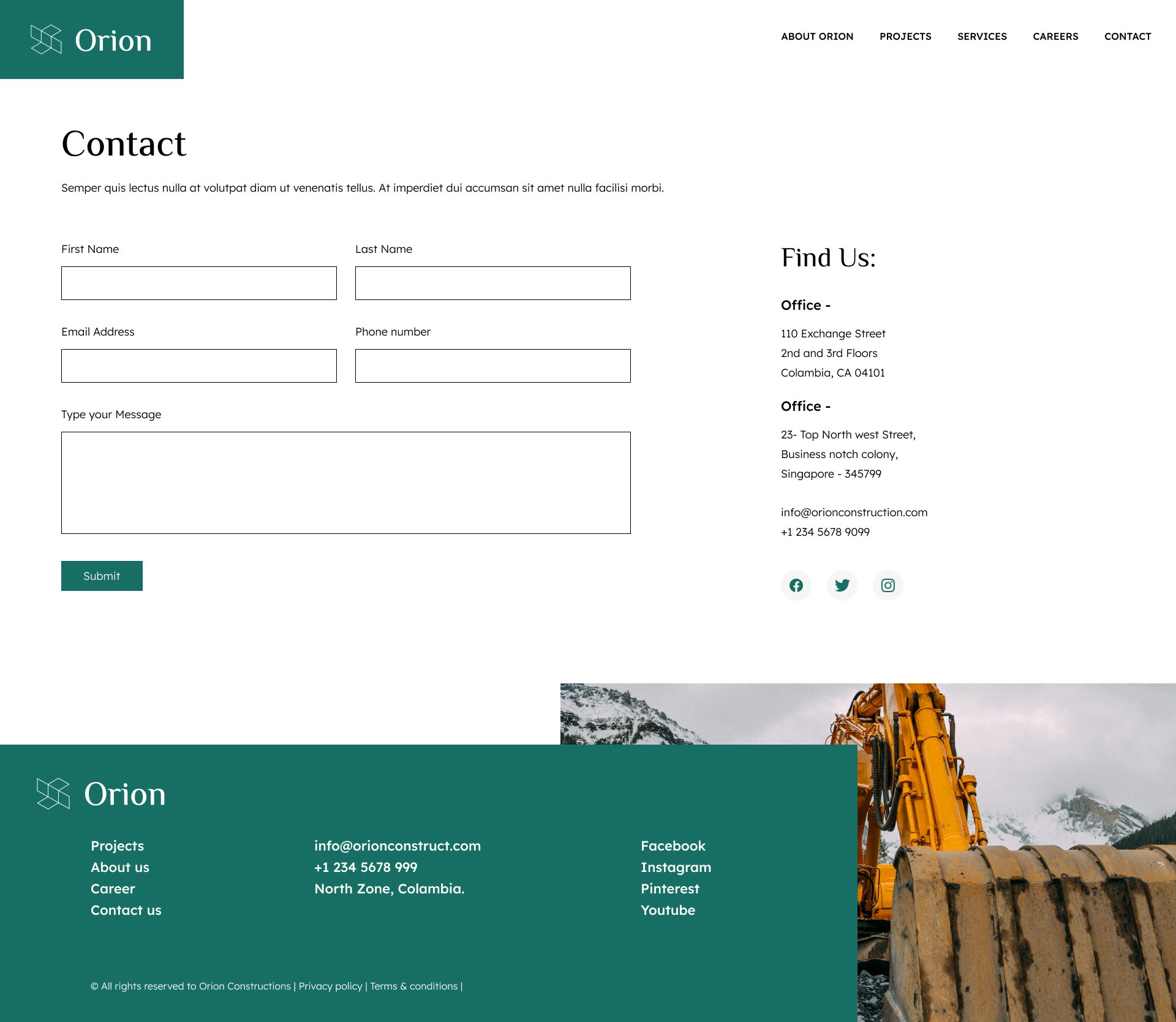 Mídia 7 de Modelo HTML do Site de Construção Orion