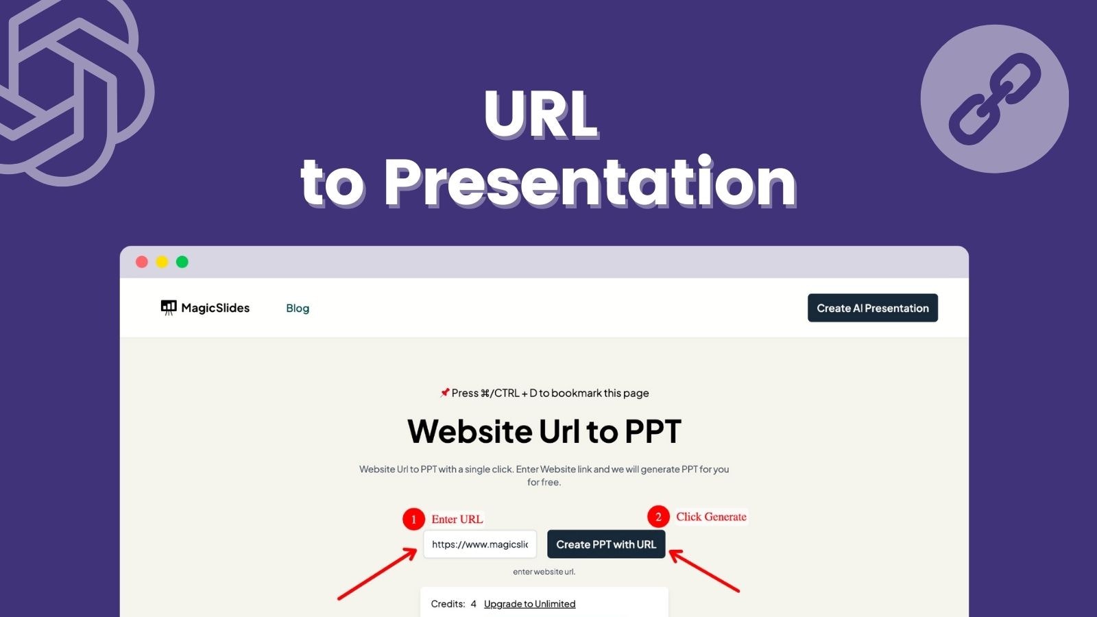 startuptile URL TO PPT by magicslides-Enter website link and we will generate PPT for you