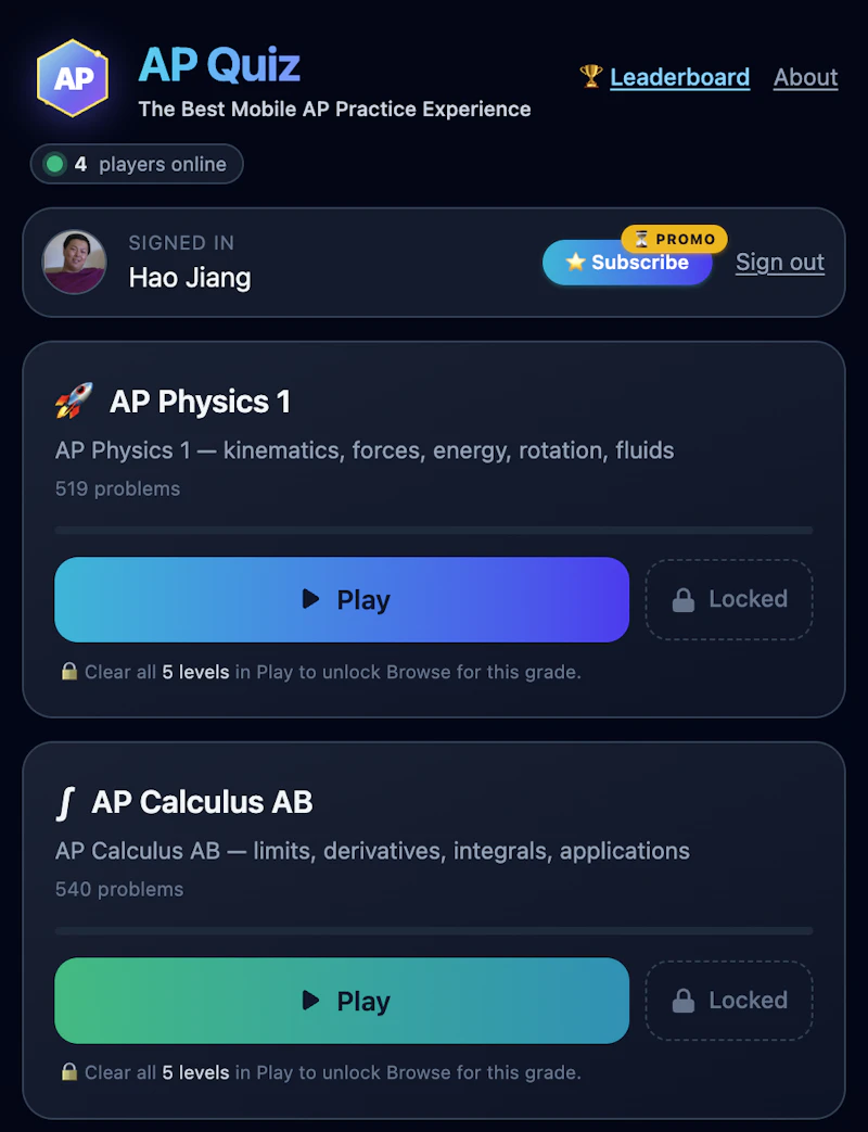 AP Quiz — practice AP exams screenshot 1