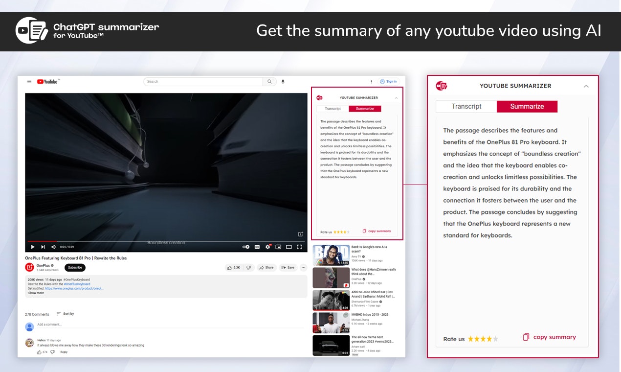 Chat GPT YouTube -Zusammenfassung - Laden Sie die YouTube -Zusammenfassung mit Chatgpt YT Summariizer -Plugin herunter Medien 1