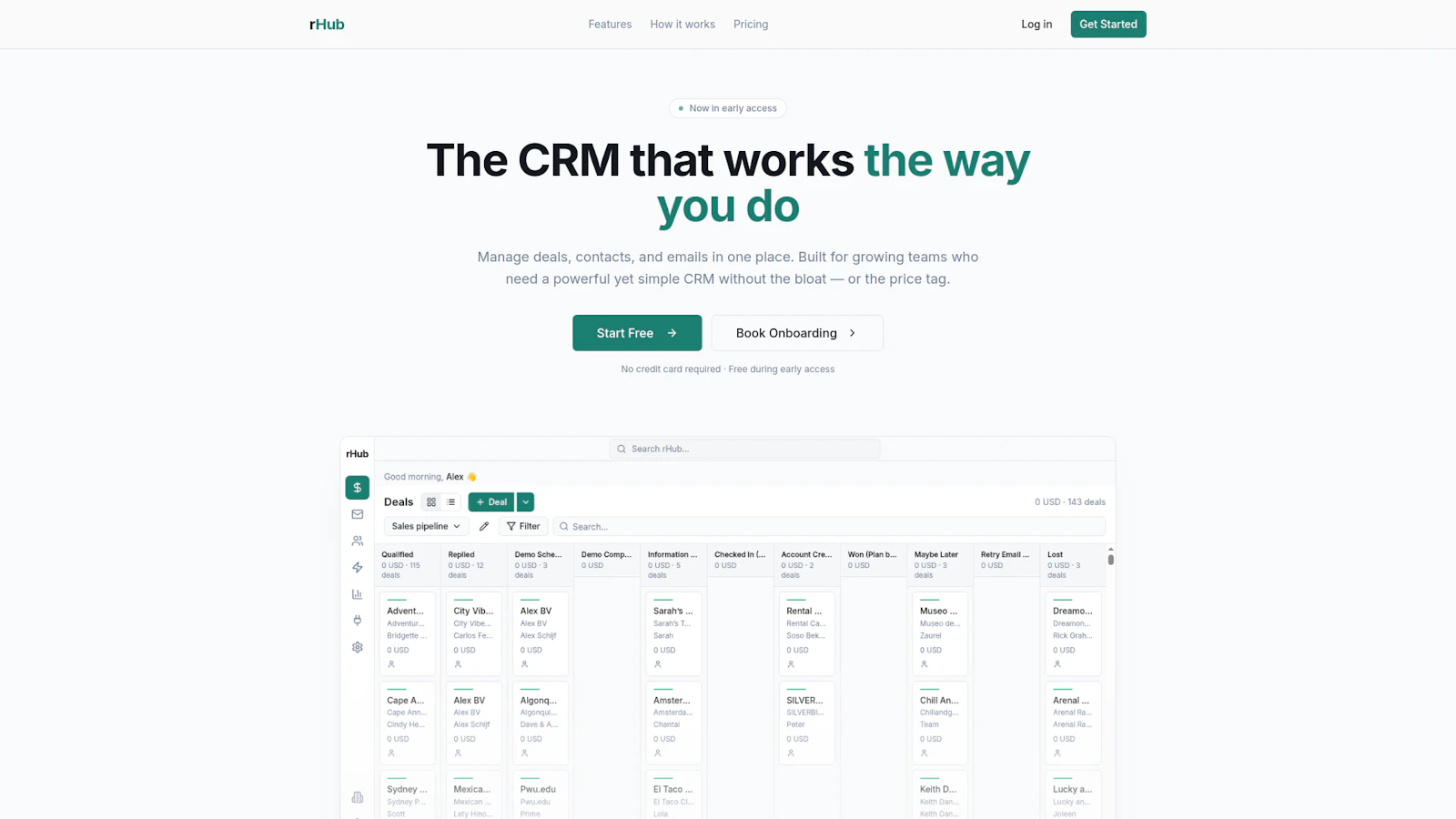 rHub CRM screenshot 2