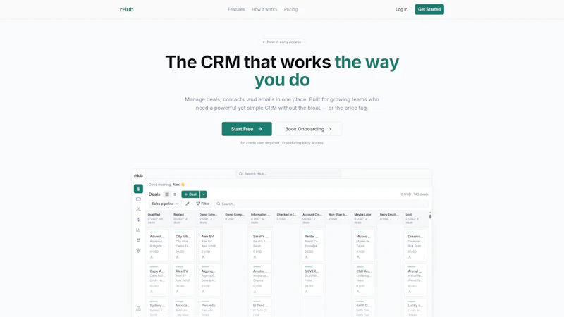 rHub CRM screenshot 2